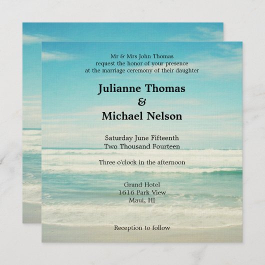 Hochzeit am Strand Einladung (Vorne/Hinten)