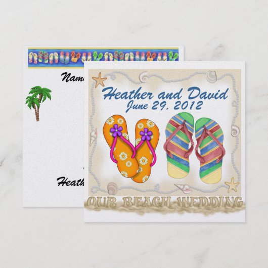 Hochzeit am Strand Einladung (Vorne/Hinten)