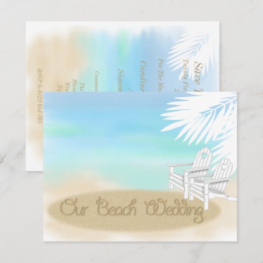 Hochzeit am Strand Einladung (Vorne/Hinten)