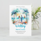 Hochzeit am Strand Einladung (Stehend Vorderseite)