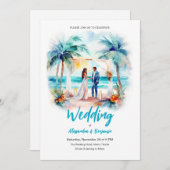 Hochzeit am Strand Einladung (Vorne/Hinten)