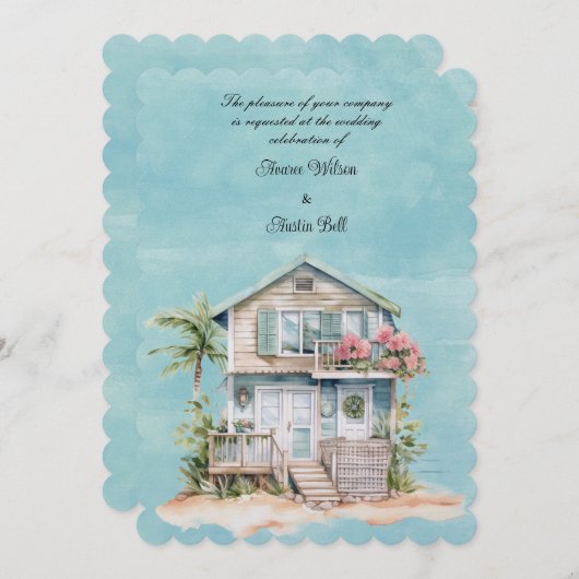 Hochzeit am Strand Einladung (Vorne/Hinten)