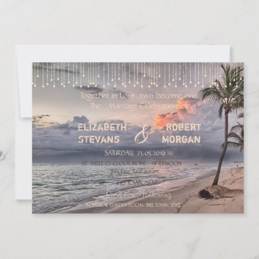 Hochzeit am Strand, Einladung von Palm (Vorderseite)
