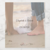 Hochzeit am Strand, Fuß Weinetikett (Einzelnes Label)