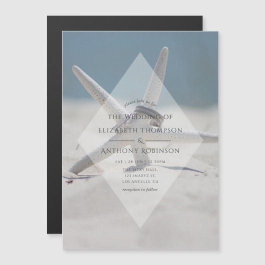 Hochzeit am Strand Magneteinladung (Vorne/Hinten)