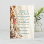 Hochzeit am Strand mit feinem Sand Einladung (Stehend Vorderseite)