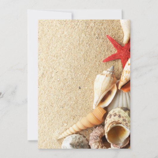 Hochzeit am Strand mit feinem Sand Einladung (Rückseite)