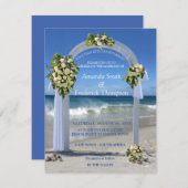 Hochzeit am Strand mit Rose von White Floribunda Einladung (Vorne/Hinten)