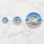 Hochzeit am Strand mit Rose von White Floribunda Konfetti (Rückseiten)