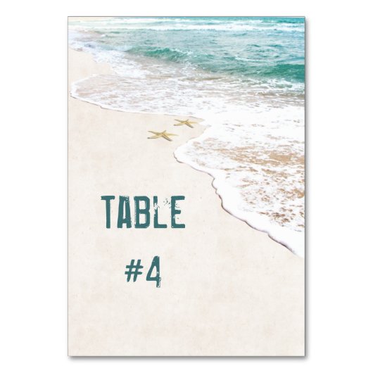 Hochzeit am Strand mit Starfish Tischnummer (Rückseite)