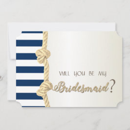 Hochzeit am Strand, Navy Rope, Stripes Bridesmaid Einladung