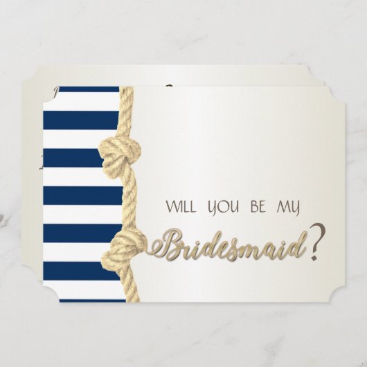 Hochzeit am Strand, Navy Rope, Stripes Bridesmaid Einladung (Vorne/Hinten)