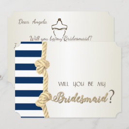 Hochzeit am Strand, Navy Rope, Stripes Bridesmaid Einladung