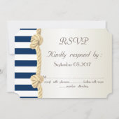 Hochzeit am Strand, Navy Rope, Stripes Seashells U Einladung (Vorderseite)