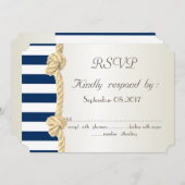 Hochzeit am Strand, Navy Rope, Stripes Seashells U Einladung (Vorne/Hinten)