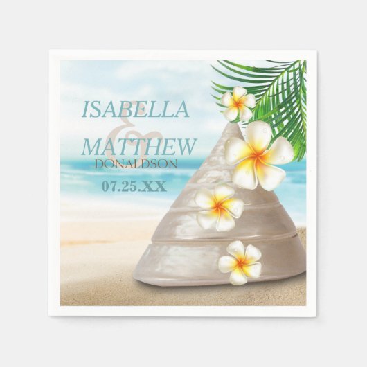 Hochzeit am Strand | Personalisiere Serviette (Vorderseite)