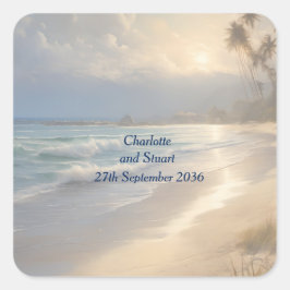 Hochzeit am Strand Quadratischer Aufkleber