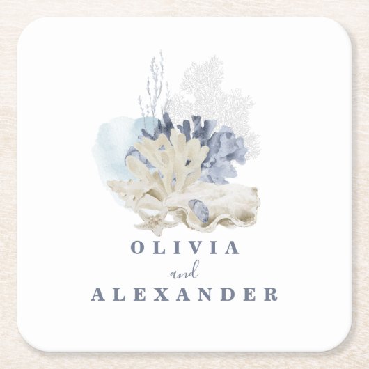 Hochzeit am Strand Rechteckiger Pappuntersetzer (Vorderseite)