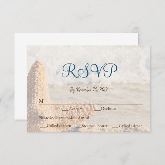 Hochzeit am Strand RSVP Karte (Vorne/Hinten)