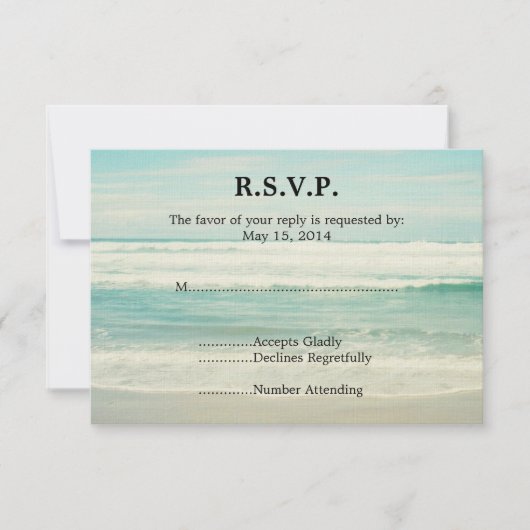 Hochzeit am Strand RSVP Karte (Vorderseite)