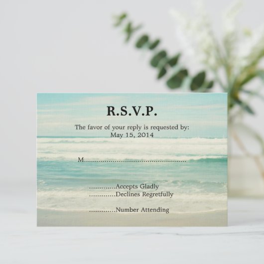 Hochzeit am Strand RSVP Karte (Stehend Vorderseite)
