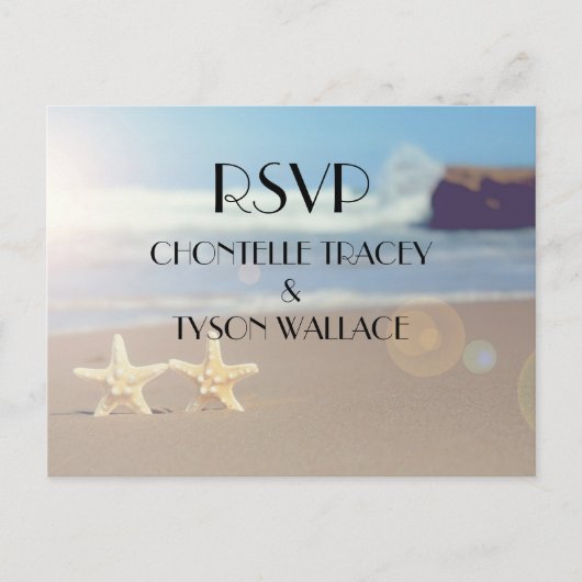 Hochzeit am Strand Rsvp Postkarte (Vorderseite)