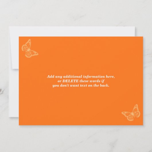 Hochzeit am Strand | Sand, Orange, Weiß | BLUME Einladung (Rückseite)