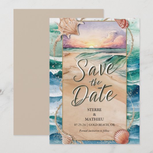 Hochzeit am Strand Save The Date (Vorne/Hinten)