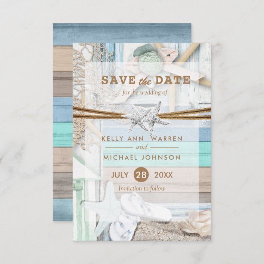 Hochzeit am Strand - Save the Date (Vorne/Hinten)