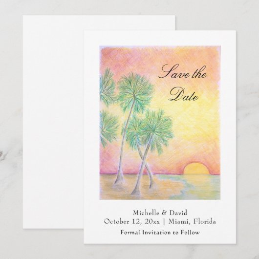 Hochzeit am Strand Save The Date (Vorne/Hinten)