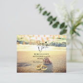 Hochzeit am Strand Save the Date Postkarte (Stehend Vorderseite)