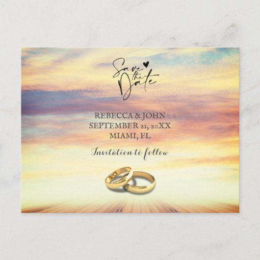Hochzeit am Strand Save the Date Postkarte (Vorderseite)