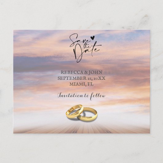 Hochzeit am Strand Save the Date Postkarte (Vorderseite)