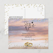 Hochzeit am Strand Save the Date Postkarte (Vorne/Hinten)
