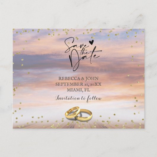 Hochzeit am Strand Save the Date Postkarte (Vorderseite)