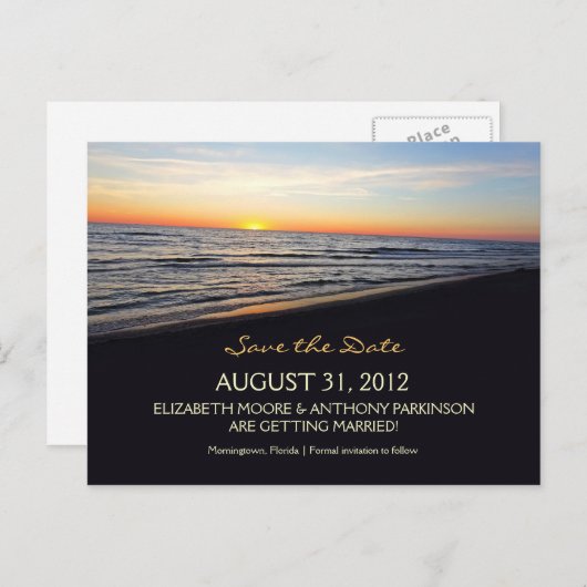 Hochzeit am Strand Save the Date Postkarten (Vorne/Hinten)