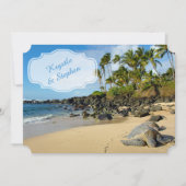 Hochzeit am Strand | Schildröten | Ozean | Palmen Einladung (Vorderseite)