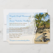 Hochzeit am Strand | Schildröten | Ozean | Palmen Einladung (Rückseite)