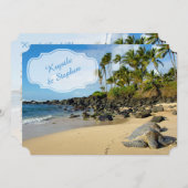 Hochzeit am Strand | Schildröten | Ozean | Palmen Einladung (Vorne/Hinten)
