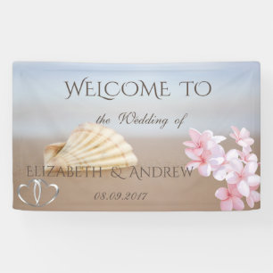 Hochzeit am Strand, Seashell, Blume, Herz-Hochzeit Banner