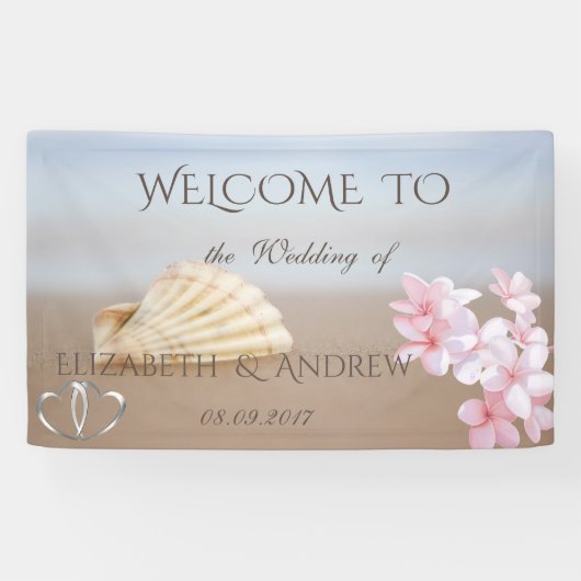 Hochzeit am Strand, Seashell, Blume, Herz-Hochzeit Banner (Horizontal)
