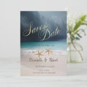 Hochzeit am Strand, Seastars Save the Date (Stehend Vorderseite)