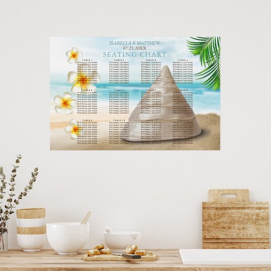 Hochzeit am Strand - Sitzkarte Poster (Küche)