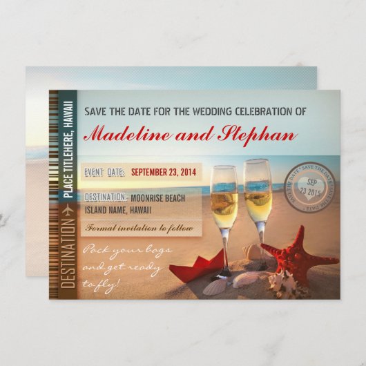 Hochzeit am Strand speichern Sie die Terminkarten Save The Date (Vorne/Hinten)