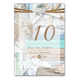 Hochzeit am Strand - Tischkarte Tischnummer