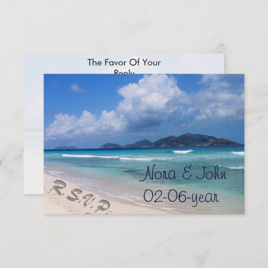 Hochzeit am Strand UAWG standard 3,5 x 5 RSVP Karte (Vorne/Hinten)