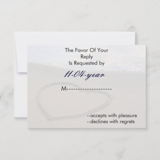 Hochzeit am Strand UAWG standard 3,5 x 5 RSVP Karte (Rückseite)