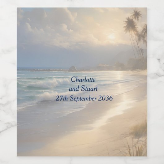 Hochzeit am Strand Weinetikett (Einzelnes Label)