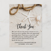 Hochzeit am tropischen Küstenstrand - vielen Dank Postkarte (Vorderseite)