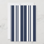 Hochzeit am Ufer des Meeres mit blauen Streifen Einladung (Rückseite)